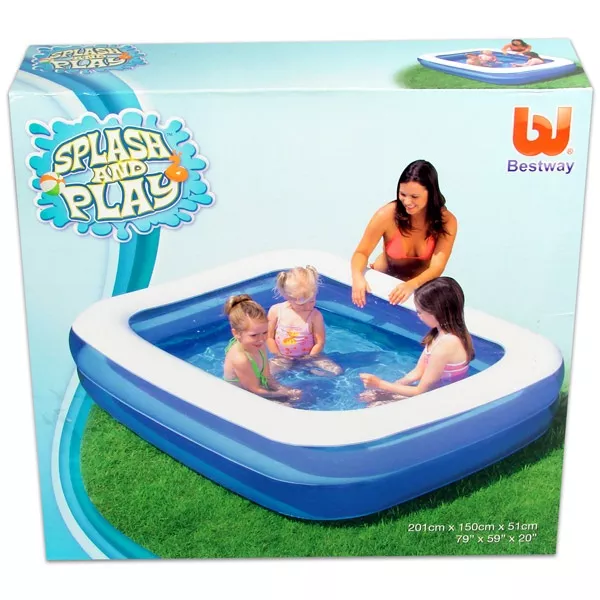 Splash and Play szögletes felfújható medence 201 x 150 x 51 cm