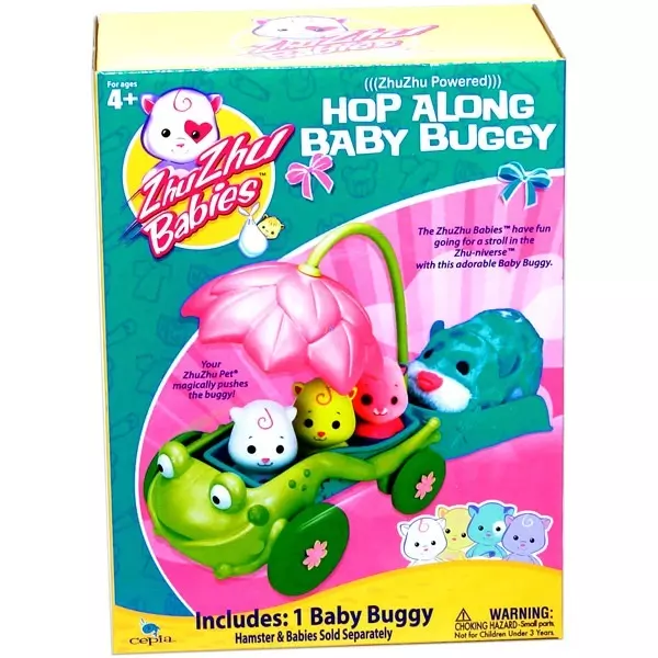 Zhu Zhu Baby: Mașinuță Buggy pentru hamsteri bebeluși, cu umbrelă de soare