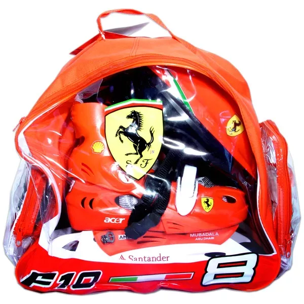 Ferrari egysoros görkorcsolya táskában, védőfelszereléssel 35-38 méret