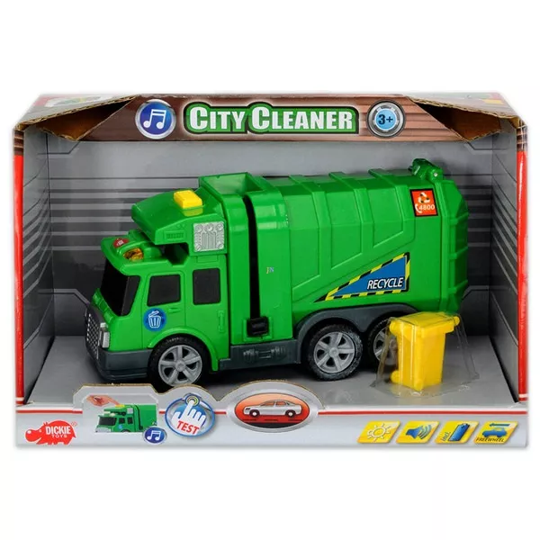 City Cleaner zöld kukásautó - 15 cm