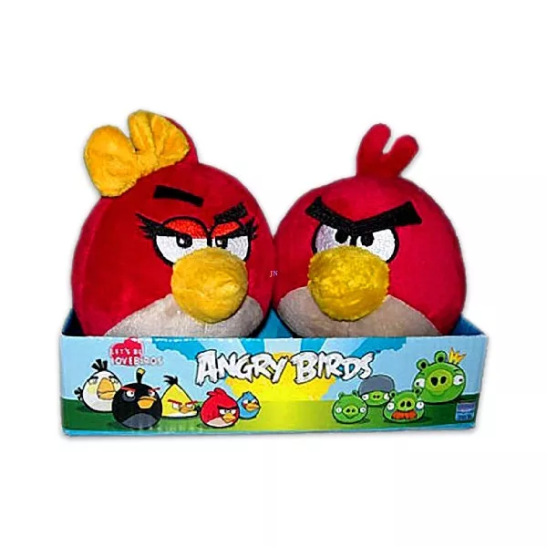 Angry Birds: Piros fiú és lány madár 10 cm-es 2 db-os plüssfigura készlet