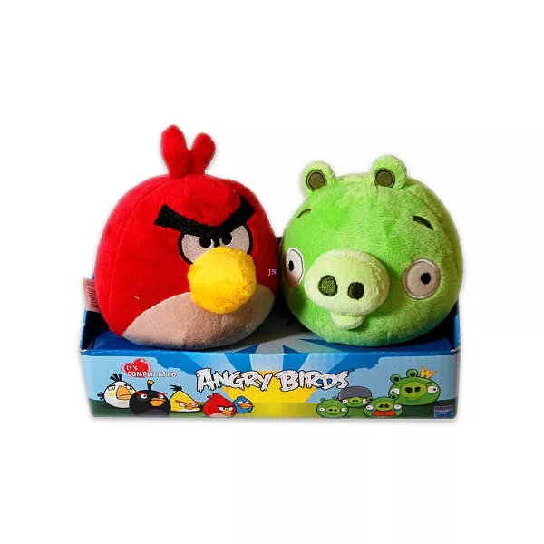 Angry Birds: Piros madár és malac 10 cm-es 2 db-os plüssfigura készlet