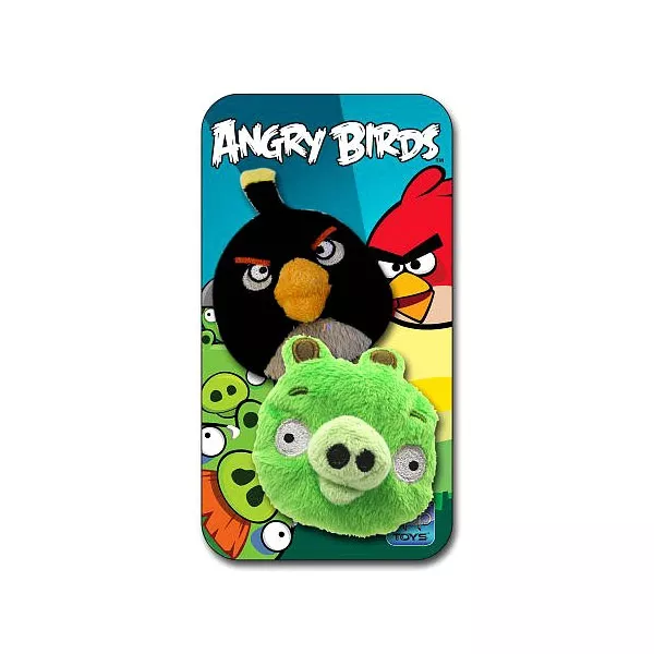 Angry Birds: 2 db-os babzsák készlet - malac és fekete madár plüssfigura
