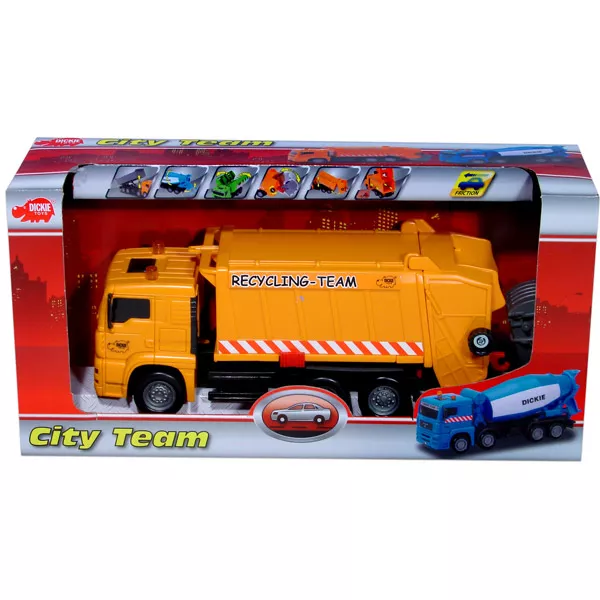 City Team narancssárga kukásautó - 20 cm
