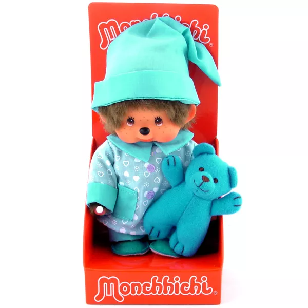 Monchhichi - fiú figura kék pizsamában macival - 20 cm