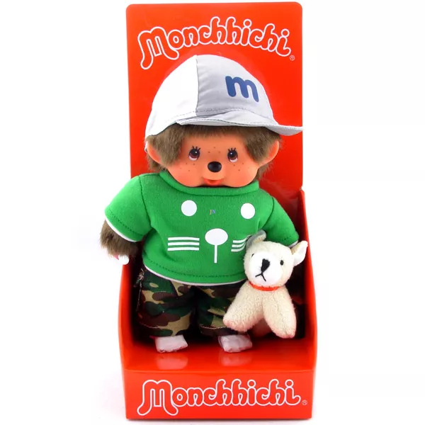 Monchhichi - fiú figura sportos ruhában kutyával - 20 cm