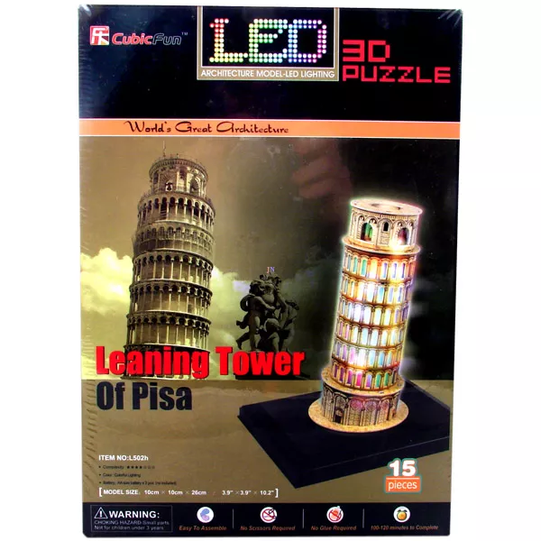A Pisa-i ferde torony 15 db-is világító 3D puzzle