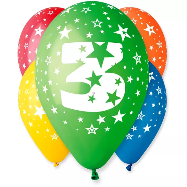 Baloane colorate cu număr 5 buc - numărul 3