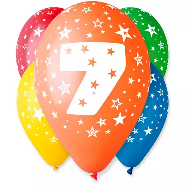 Baloane colorate cu număr 5 buc - numărul 7