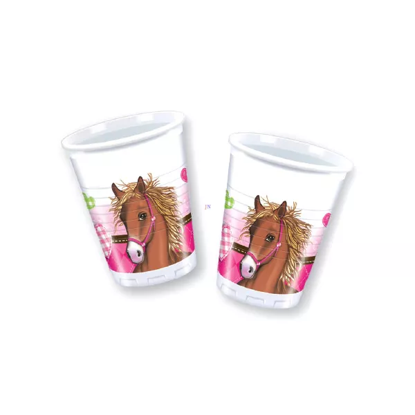 Rózsaszín lovas műanyag pohár - 10 db