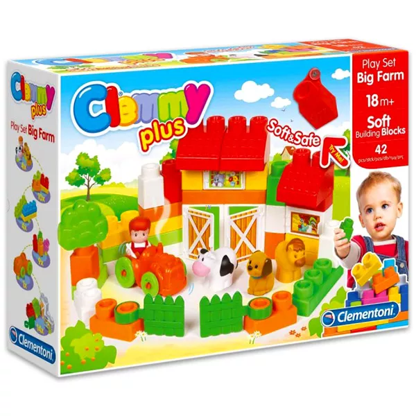 Clemmy Plus Puha, bébi építőjáték szett - Farm készlet 42 db
