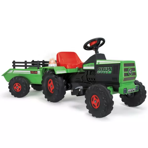 Injusa: Zöld elektromos utánfutós traktor - 6V