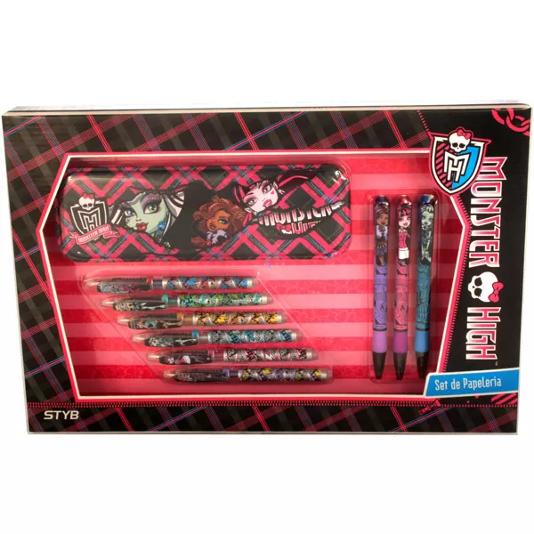 Monster High: 10 db-os írószer készlet tolltartóval