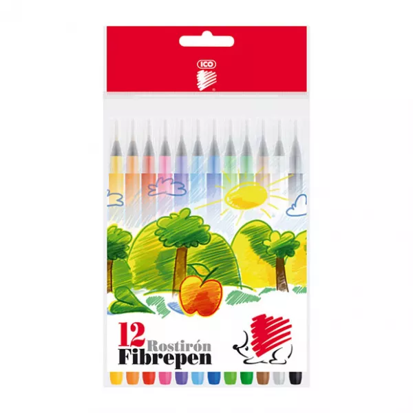 Conjunto de marcadores de fibras coloridos ICO Süni - 12 peças