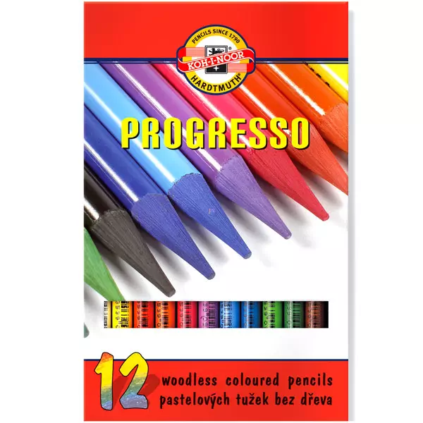 Zestaw bezdrzewnych kredek kolorowych Koh-I-Noor Progresso - 12 sztuk.