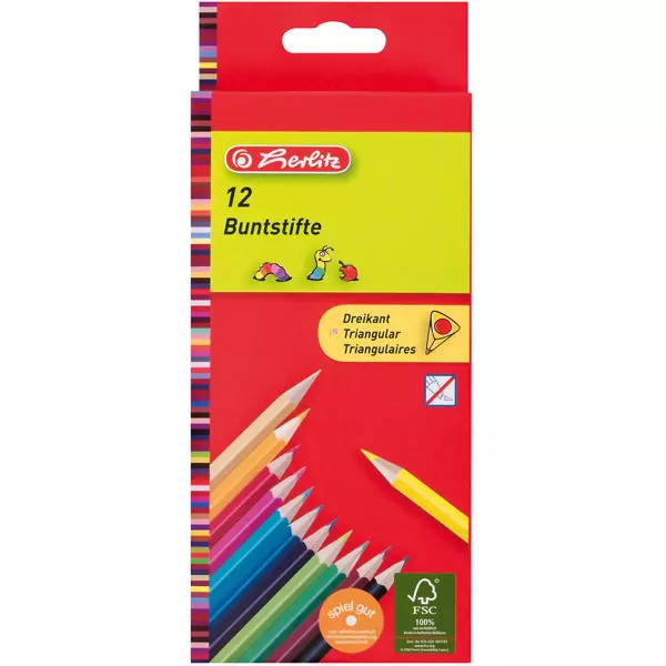 Herlitz: creioane colorate triunghiulare - 12 buc.