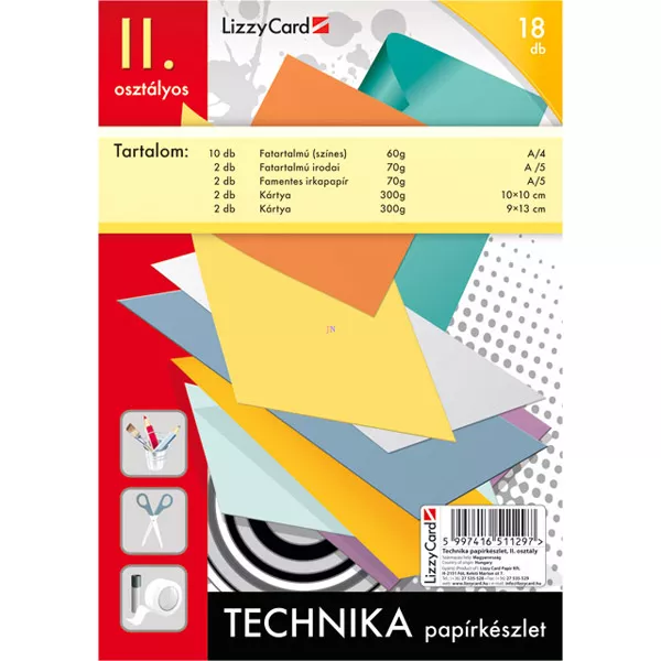 Technika papírkészlet - 2. osztályos - 18 db-os