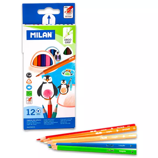 Milan creioane colorate - triunghiulare - 12 buc.