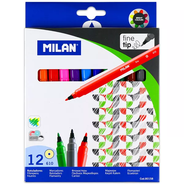 Milan színes filctoll - vékony hegyű - 12 db