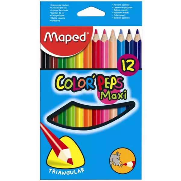 Maped Maxi: Set de 12 creioane colorate triunghiulare
