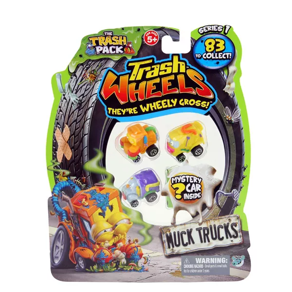 Trash Pack: Trash Wheels járgányok - 4 db-os - Muck Trucks