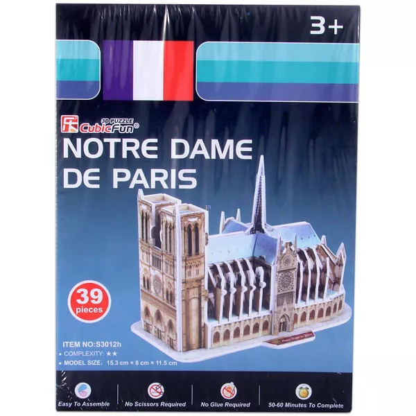A párizsi Notre Dame 3D puzzle - 39 db-os