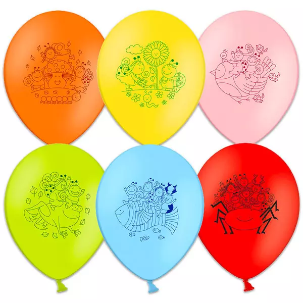 Bogyó e Babóca - palloncini colorati con fantasie - 6 pezzi