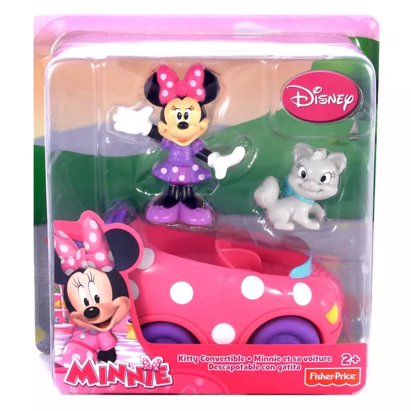 Divatos Minnie egér - Minnie rózsaszín autója cicával