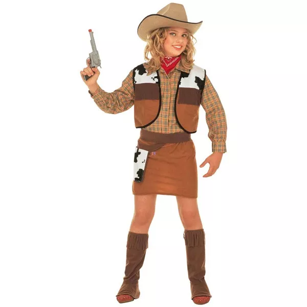 Cowboy lány jelmez - 128 cm-es méret - CSOMAGOLÁSSÉRÜLT