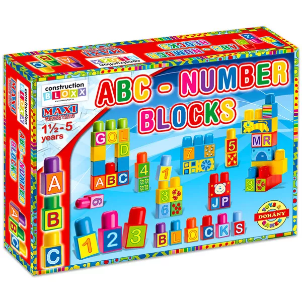 ABC és számok nagy építőkocka 64 db-os készlet