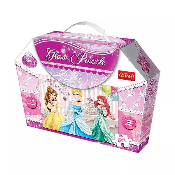 Trefl: Disney hercegnők - csillámos 50 db-os puzzle