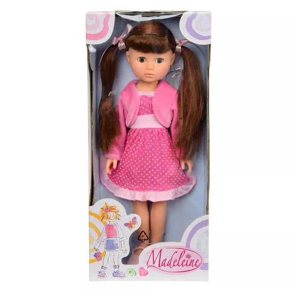 Madeleine baba - rózsaszín pöttyös ruhában