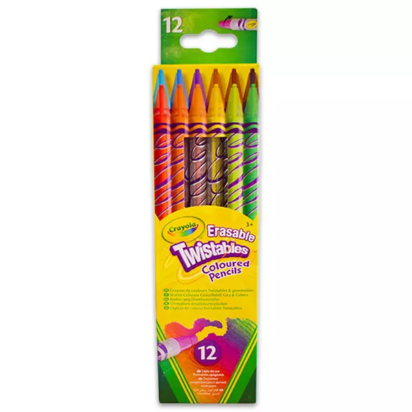 Crayola: 12 creioane colorate cu răsucire cu radieră