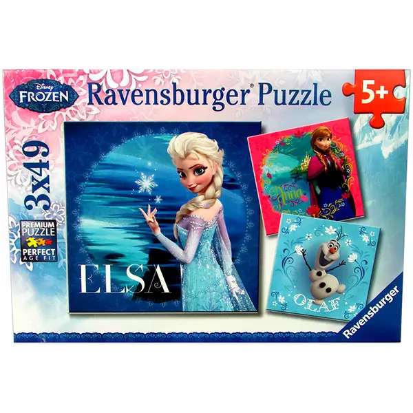 Jégvarázs: Elza, Anna és Olaf - 3x49 db-os puzzle