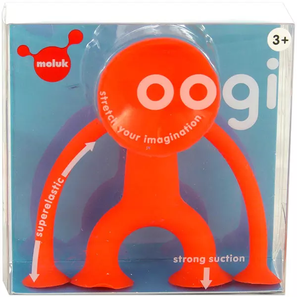 Moluk Oogi Junior: piros gumi figura, tapadókorongos végtagokkal
