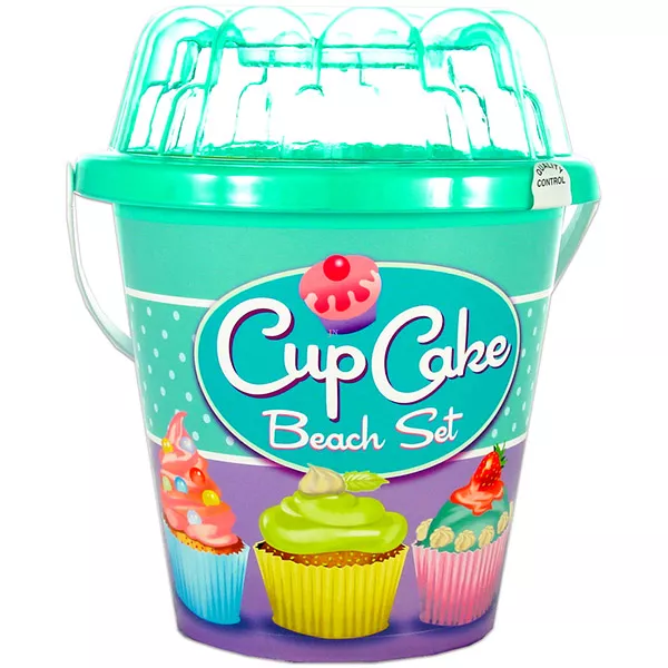Cup Cake homokozó vödör sütiformákkal - világoskék