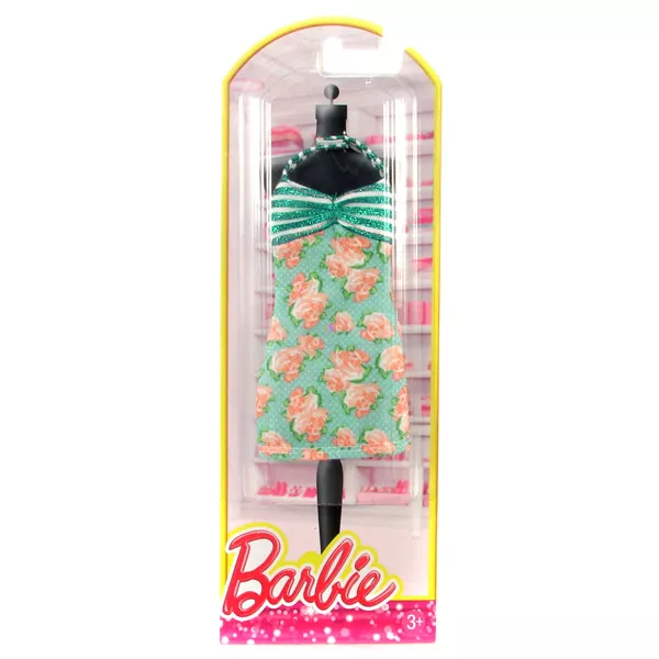 Barbie: Csillámos ruhák - zöld rózsa mintás ruha