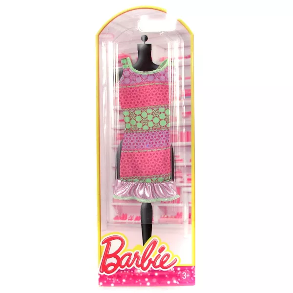 Barbie: Csillámos ruhák - zöld-rózsaszín ruha
