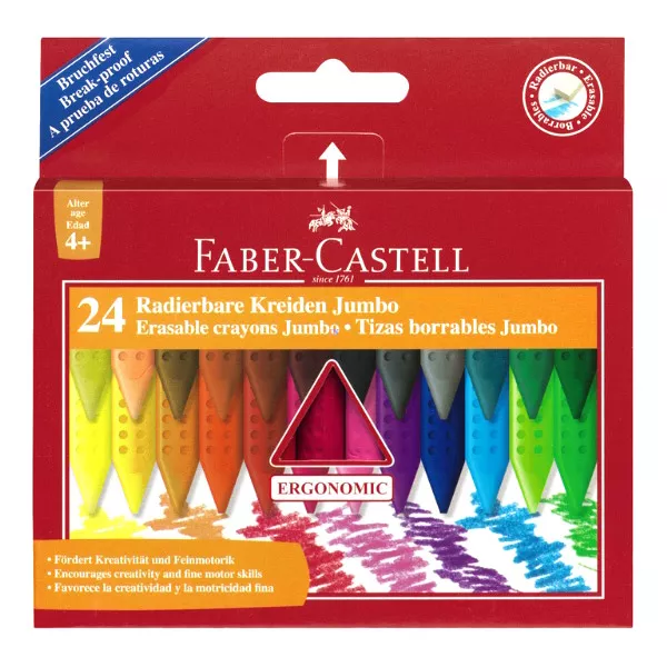 Faber-Castell 24-delni komplet odebeljenih voščenih barvic, ki jih je mogoče brisati
