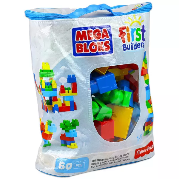 Mega Bloks - 60 buc. cuburi de construcţii în gentuţă - culori clasice