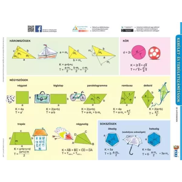 Tanulói A4-es munkalap - Kerület- és terület számítás/négyszögek