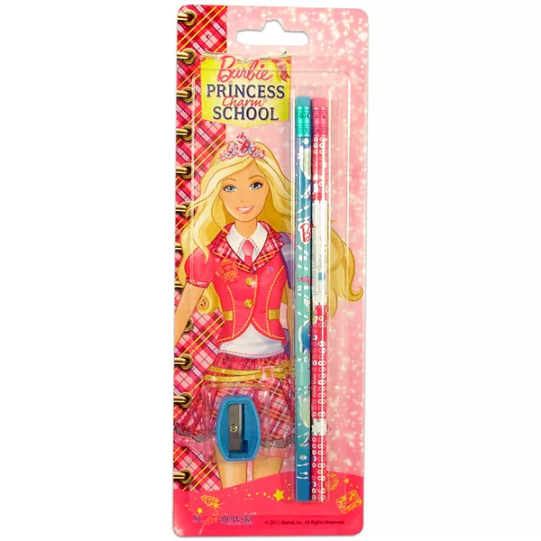 Barbie: Hercegnőképző 2 db-os grafitceruza készlet kék hegyezővel