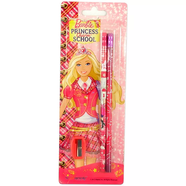 Barbie: Hercegnőképző 2 db-os grafitceruza készlet rózsaszín hegyezővel