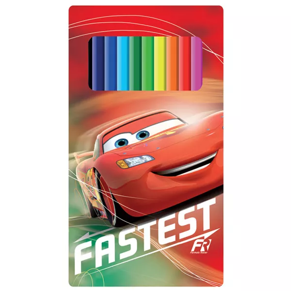 Verdák: 12 darabos Lightning McQueen színes ceruza fémdobozban