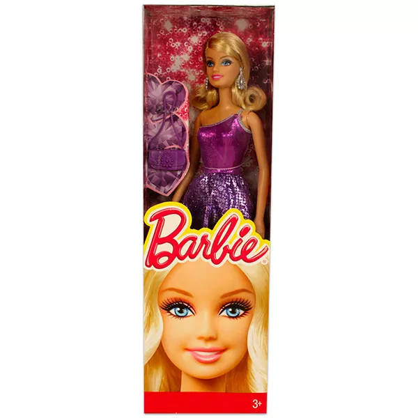 Barbie: Parti Barbie - lila csillogó ruhában