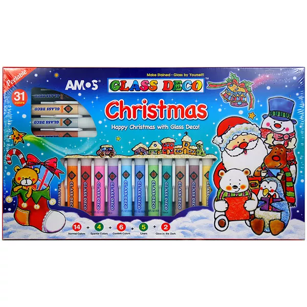 Karácsonyi üvegfesték készlet - 31 színű