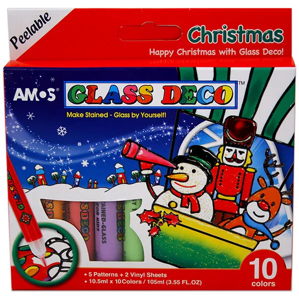 Karácsonyi üvegfesték készlet - 10 színű