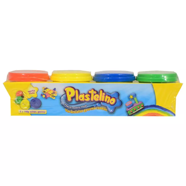 Plastelino: 4 tégelyes gyurma készlet - színes