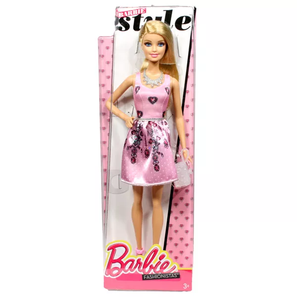 Barbie: Divatos Dreamhouse babák - Barbie csillámos rózsaszín ruhában