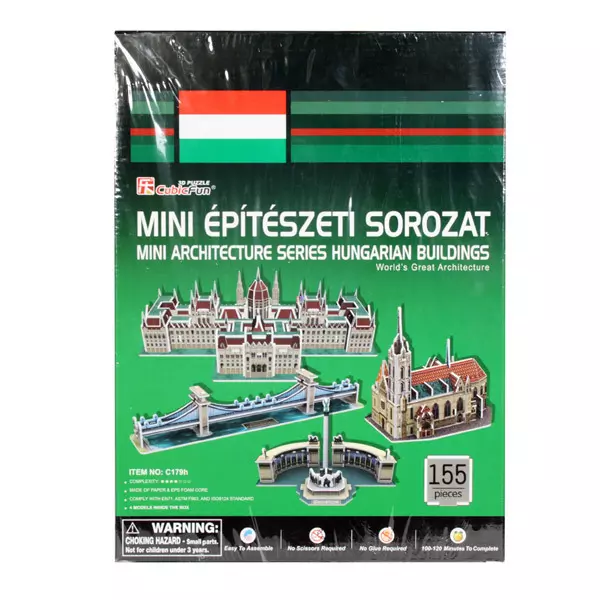 Mini építészeti sorozat 3D puzzle - magyarországi épületek, 155 darabos